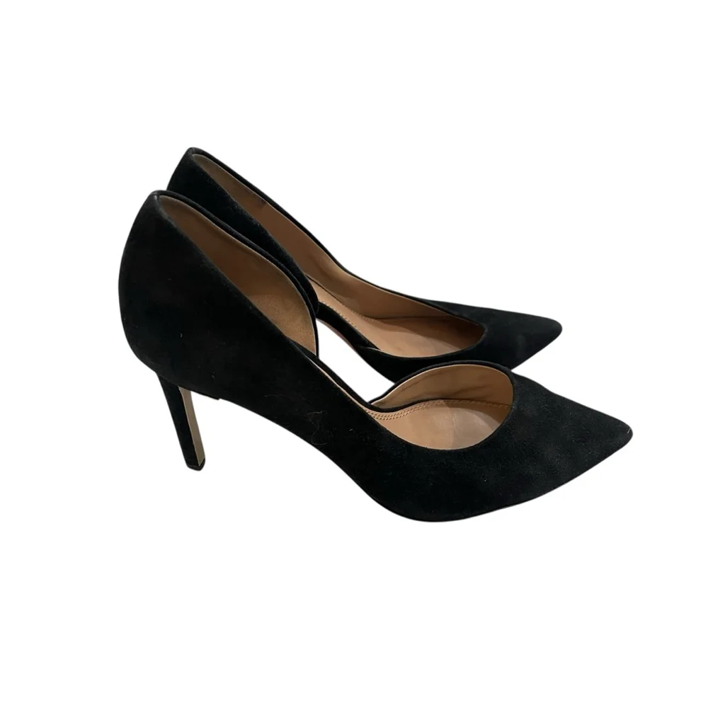 Tory Burch Size 10 Black Leather Suede Heels Shoes d'Orsay Pumps Women's